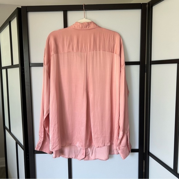 2X Addition Elle 100% Viscose Satin Style Long Sleeve Button Down Plunge Blouse - Picture 4 of 12